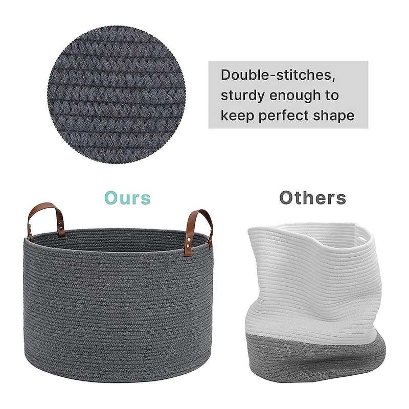 Large Basket for Blanket Storage Basket Bins for Organizing Cotton Rope Woven Laundry Hamper Living
