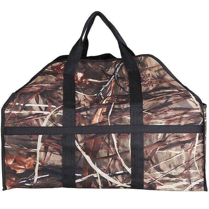 Large Capacity Oxford Fabric Firewood Wood Bag Outdoor Camping Log Carrier Camouflage Portable Bag C