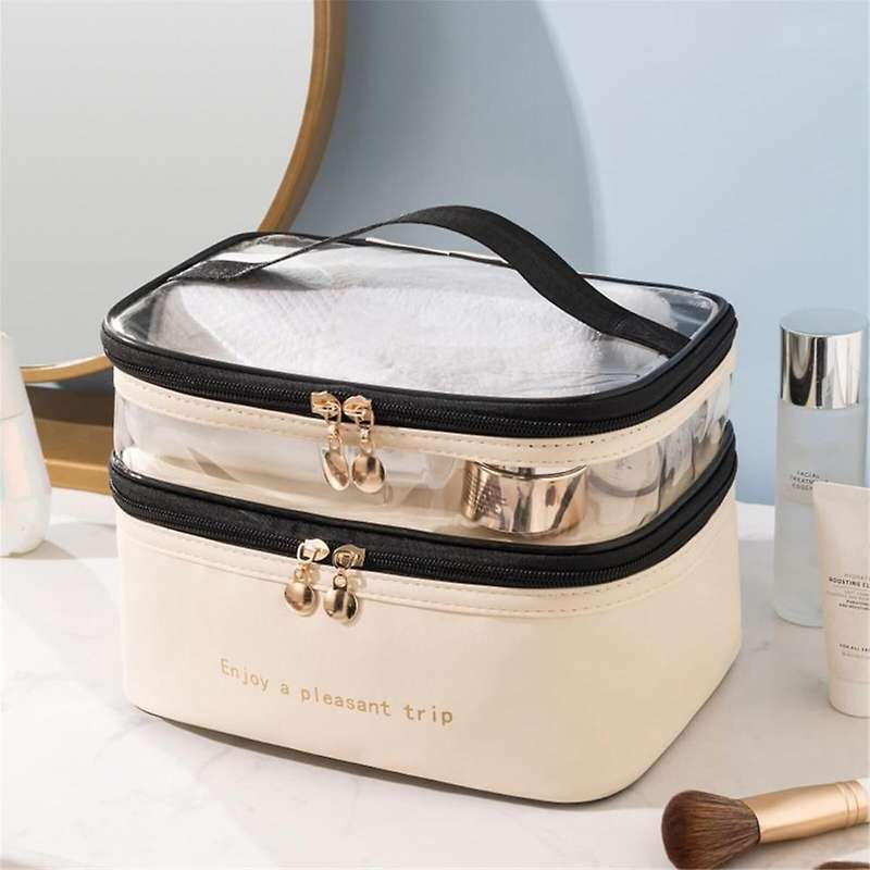 Large Layer Travel Makeup Bags,Clear Makeup Bag Organizer Skincare Bag Layer Makeup Organizer Bag Mi