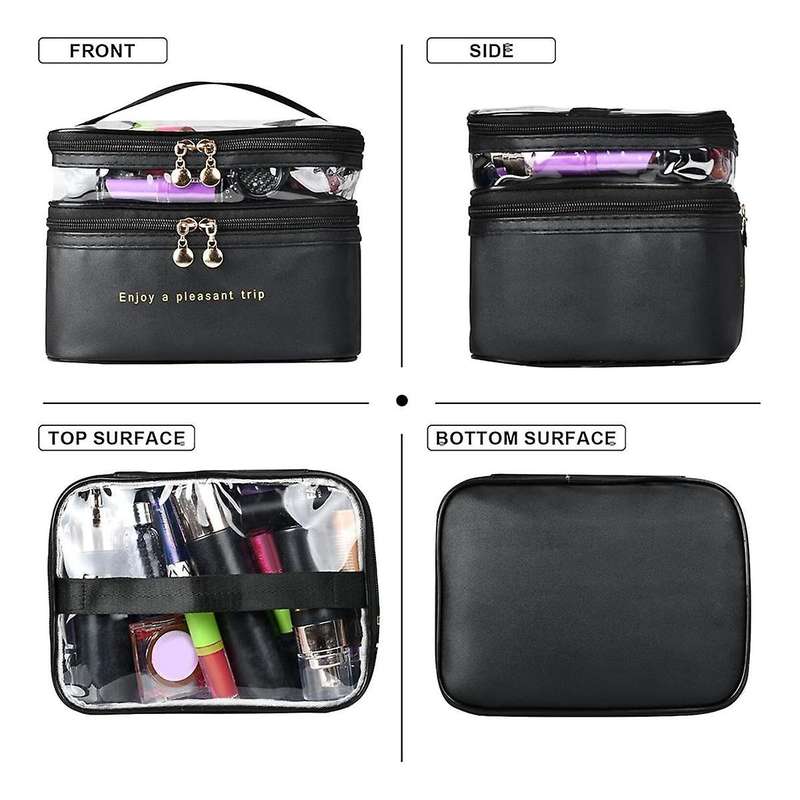 Large Layer Travel Makeup Bags,Clear Makeup Bag Organizer Skincare Bag Layer Makeup Organizer Bag Mi
