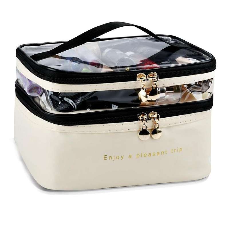 Large Layer Travel Makeup Bags,Clear Makeup Bag Organizer Skincare Bag Layer Makeup Organizer Bag Mi