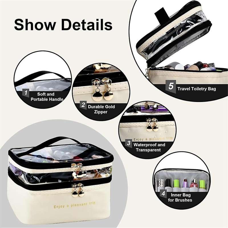 Large Layer Travel Makeup Bags,Clear Makeup Bag Organizer Skincare Bag Layer Makeup Organizer Bag Mi