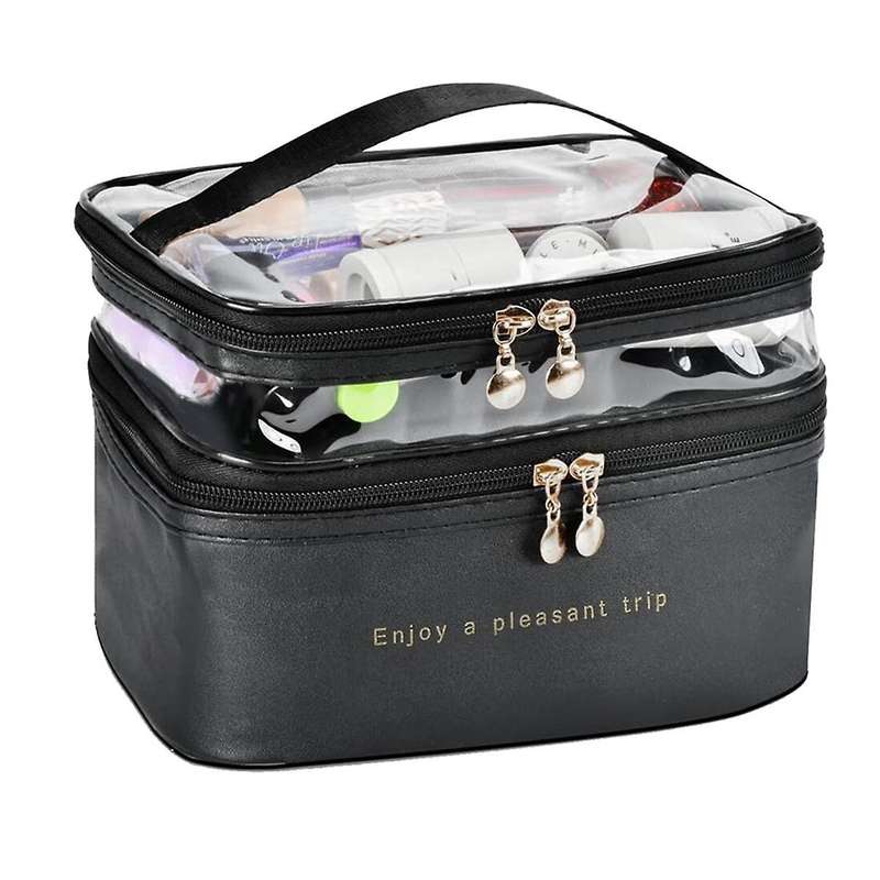 Large Layer Travel Makeup Bags,Clear Makeup Bag Organizer Skincare Bag Layer Makeup Organizer Bag Bl