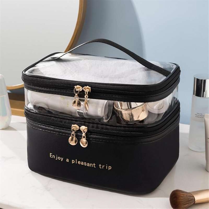 Large Layer Travel Makeup Bags,Clear Makeup Bag Organizer Skincare Bag Layer Makeup Organizer Bag Bl