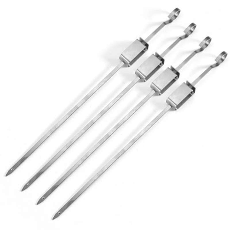 Large Flat Plate of Stainless Steel Flattened Meat String Signed for Outdoor Picnic BBQ Barbecue Ske