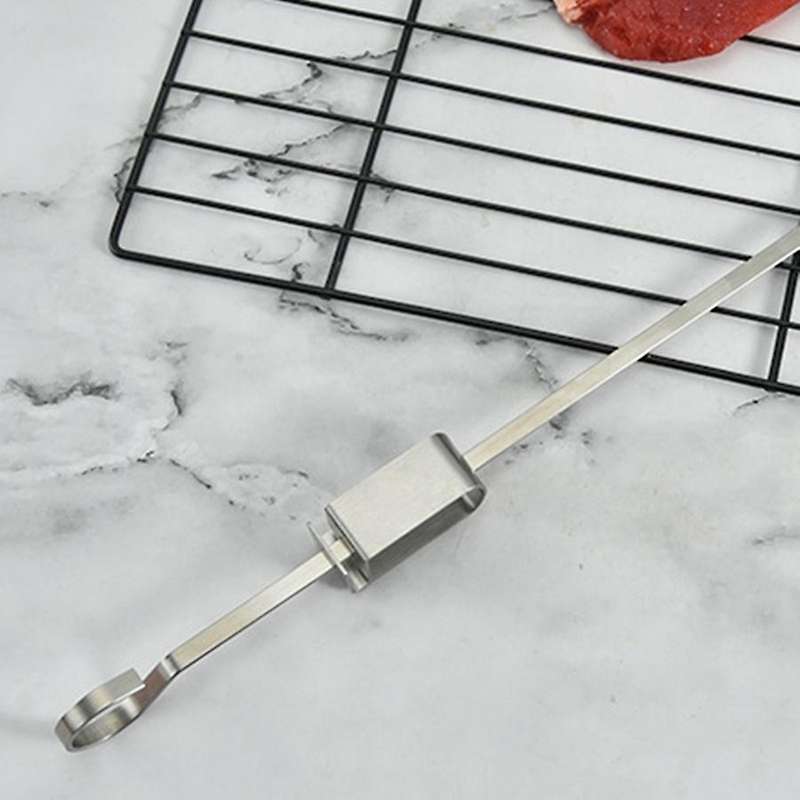 Large Flat Plate of Stainless Steel Flattened Meat String Signed for Outdoor Picnic BBQ Barbecue Ske