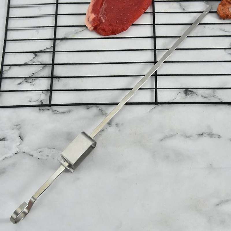 Large Flat Plate of Stainless Steel Flattened Meat String Signed for Outdoor Picnic BBQ Barbecue Ske