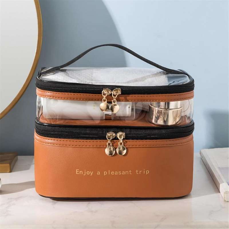 Large Layer Travel Makeup Bags,Clear Makeup Bag Organizer Skincare Bag Layer Makeup Organizer Bag Br