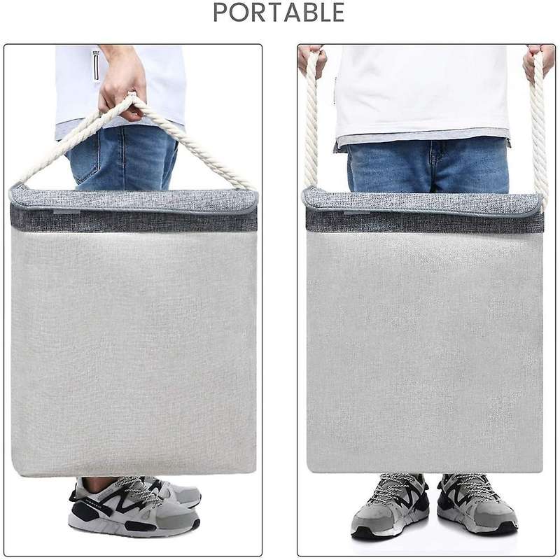 Large Laundry Basket with Lid, Collapsible Linen Laundry Hamper with Handles, Washing Basket for Sto