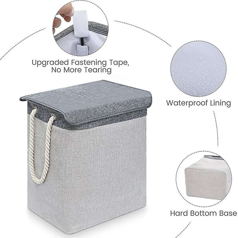Large Laundry Basket with Lid, Collapsible Linen Laundry Hamper with Handles, Washing Basket for Sto