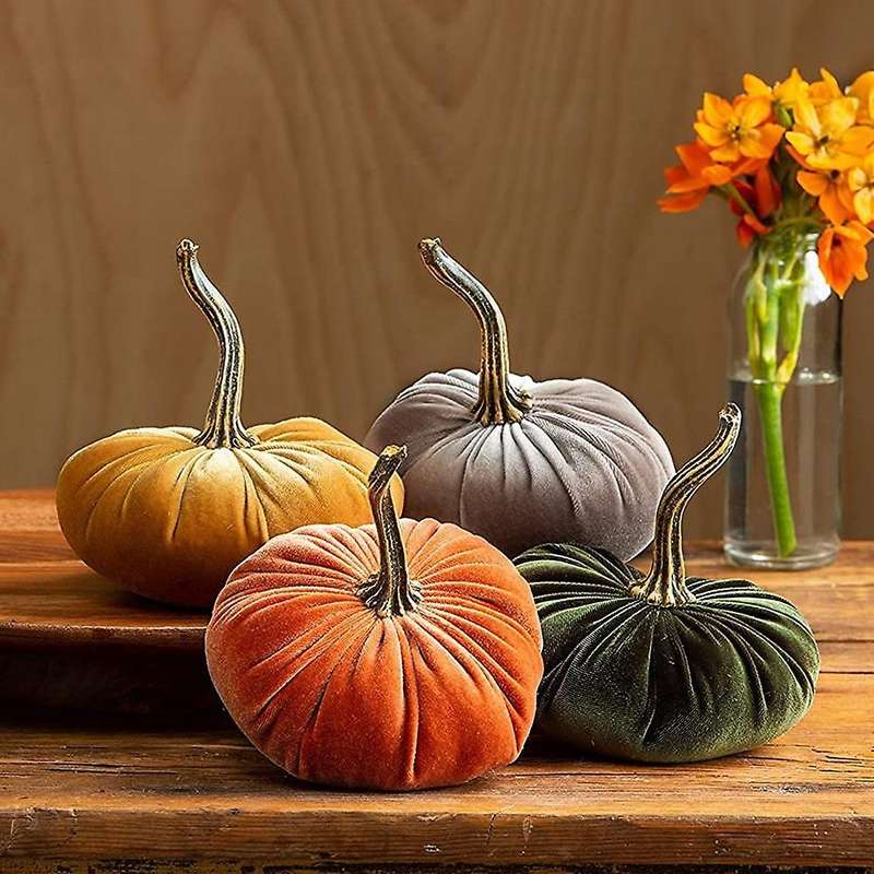Large Velvet Pumpkins for Decorating,handmade Artificial Harvest Pumpkins,fall Halloween Thanksgivi