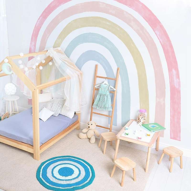 Large Rainbow Wall Sticker Ins Style Bedroom Sticker Children Room Sticker Colorful Rainbow Self-Adh