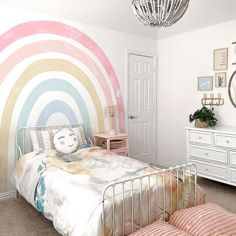 Large Rainbow Wall Sticker Ins Style Bedroom Sticker Children Room Sticker Colorful Rainbow Self-Adh