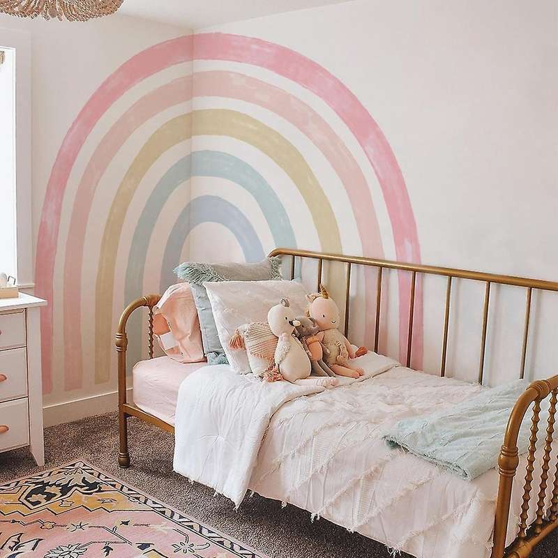Large Rainbow Wall Sticker Ins Style Bedroom Sticker Children Room Sticker Colorful Rainbow Self-Adh