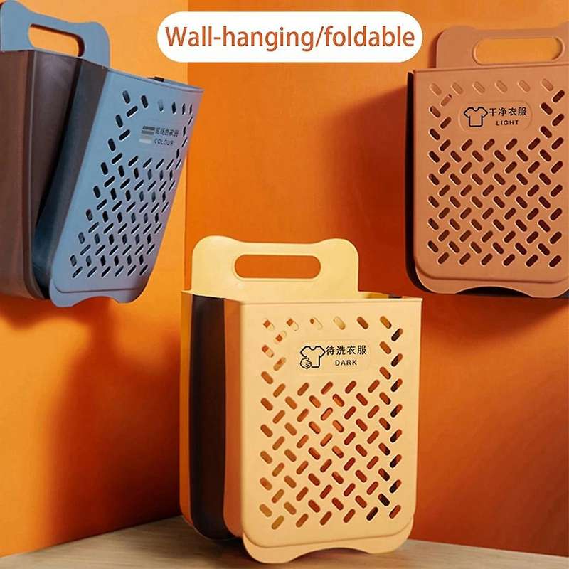 Large Portable Bathroom Folding Dirty Clothes Storage Basket Household Wall Hanging Punch-Free Laund