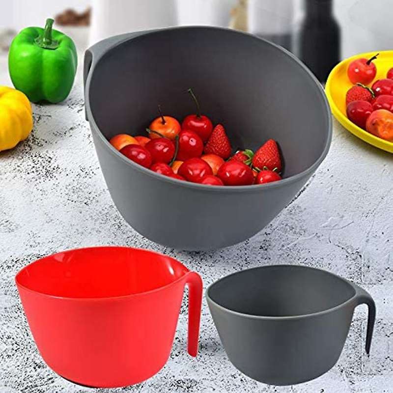 Large Nest Washing Colander Bowl Sets & Food Strainers with Long Kitchen Plastic Washing Bowl and S