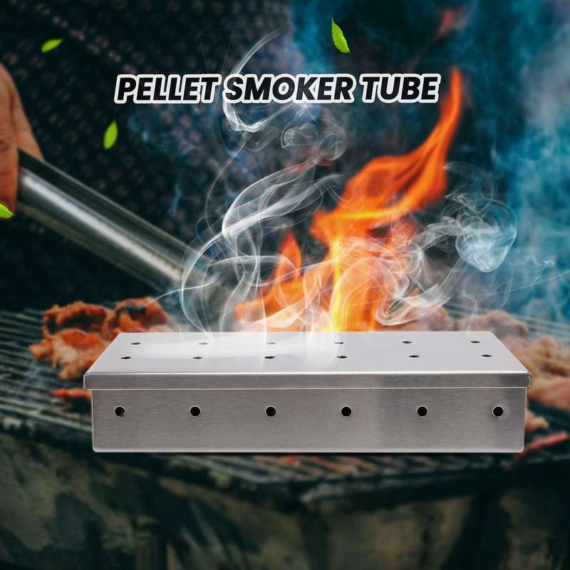 Large Smoker Box for Bbq Charcoal &gas Grill Box with Brush Large Capacity Wood Chip Box for Smoked