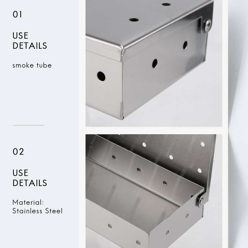 Large Smoker Box for Bbq Charcoal &gas Grill Box with Brush Large Capacity Wood Chip Box for Smoked