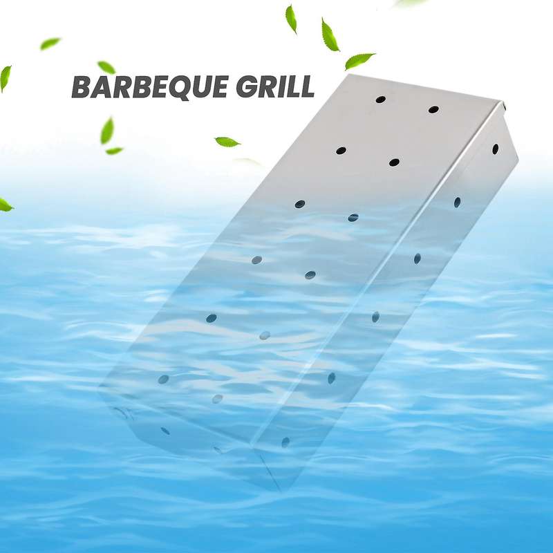 Large Smoker Box for Bbq Charcoal &gas Grill Box with Brush Large Capacity Wood Chip Box for Smoked