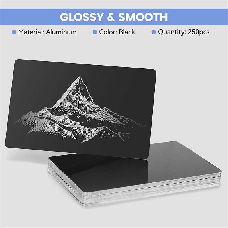 Laser Engraving Blanks, 250Pcs Black Aluminum Alloy Sheets for CNC Engraving, Laser Crafting, 85 x 5