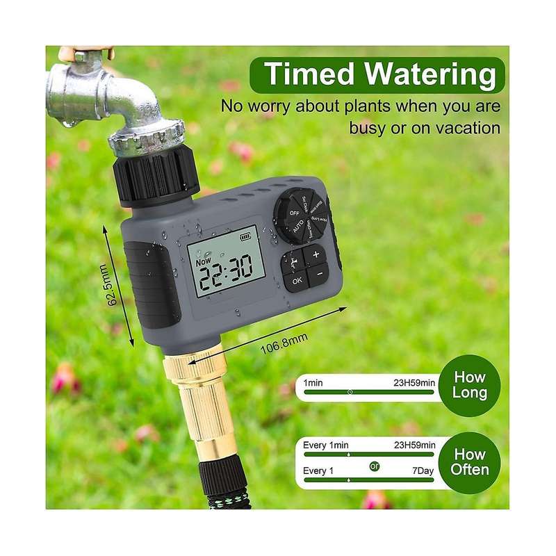 Larges Screen Display Smart Water Timer Garden Irrigation Controller Battery Powered Waterproof Gar