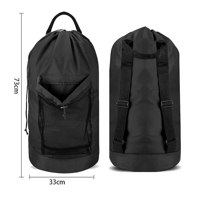 Laundry Bag with Shoulder Straps and Mesh Pocket Laundry Backpack Large Portable Laundry Hamper for