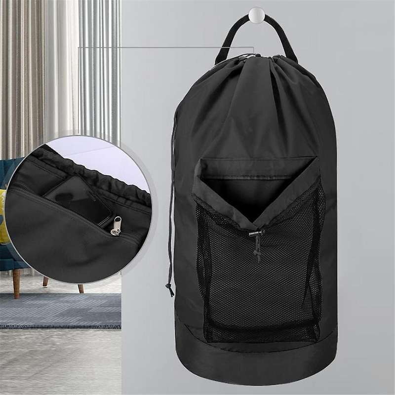 Laundry Bag with Shoulder Straps and Mesh Pocket Laundry Backpack Large Portable Laundry Hamper for
