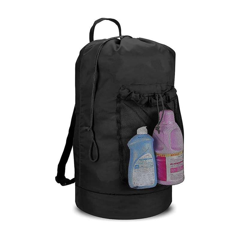 Laundry Bag with Shoulder Straps and Mesh Pocket Laundry Backpack Large Portable Laundry Hamper for