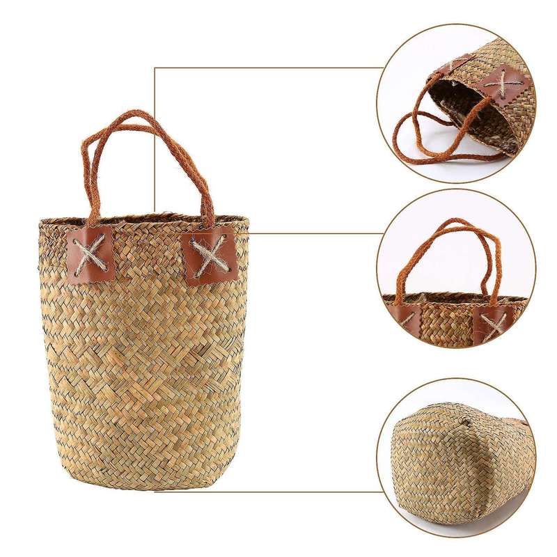 Lavender Vase Woven Sundries Baskets Hanging Flower Basket Babysbreath Potted Flowerpot Home Basket