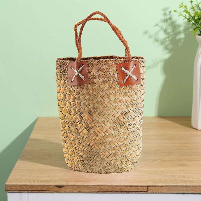 Lavender Vase Woven Sundries Baskets Hanging Flower Basket Babysbreath Potted Flowerpot Home Basket