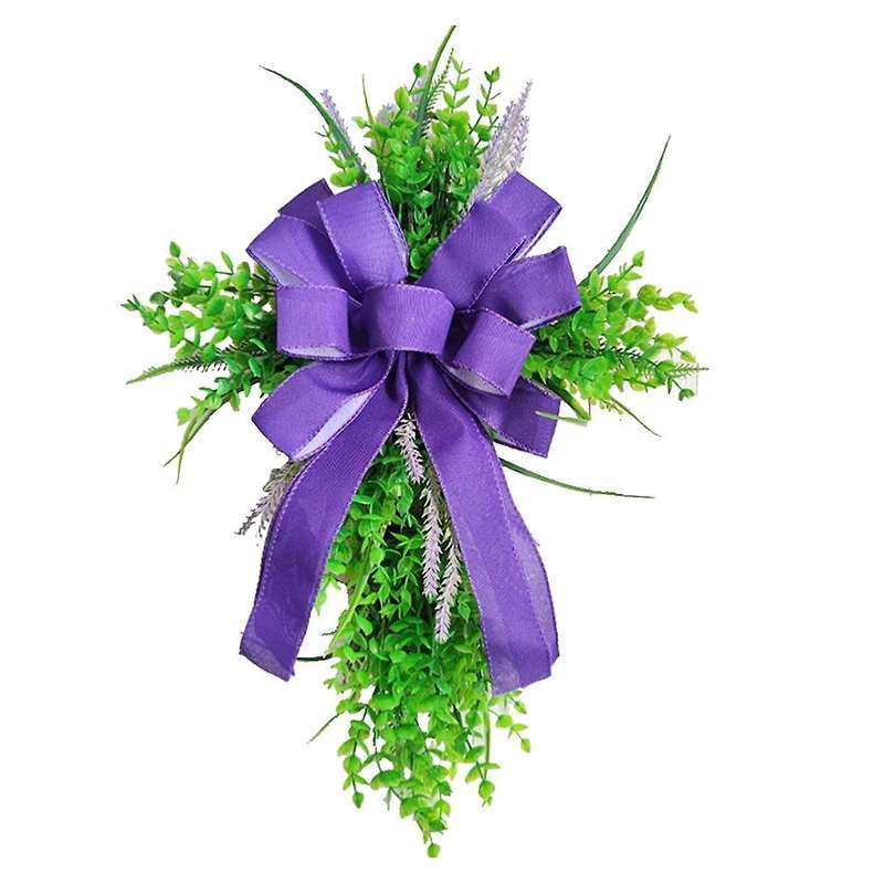 Lavender Wreaths for Front Door, Artificial Spring Easter Wreaths with Green Leaf, Farmhouse Wreath