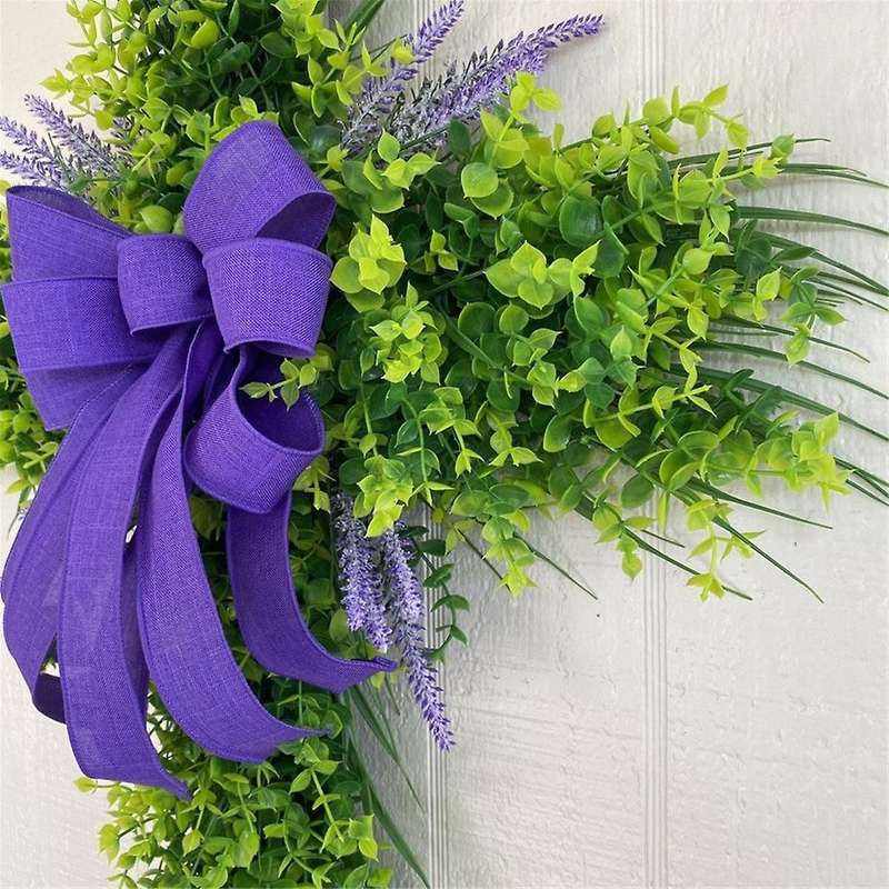 Lavender Wreaths for Front Door, Artificial Spring Easter Wreaths with Green Leaf, Farmhouse Wreath