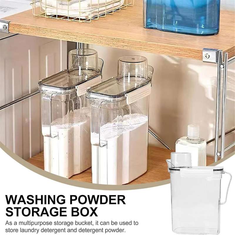 Laundry Detergent Basket Washing Powder Container Plastic Laundry Hamper with Lid
