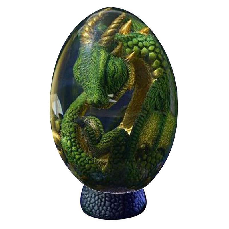 Lava Dinosaur Egg Crystal Lava Dragon Egg Resin Sculpture with Base Souvenir Collection Desktop Orna