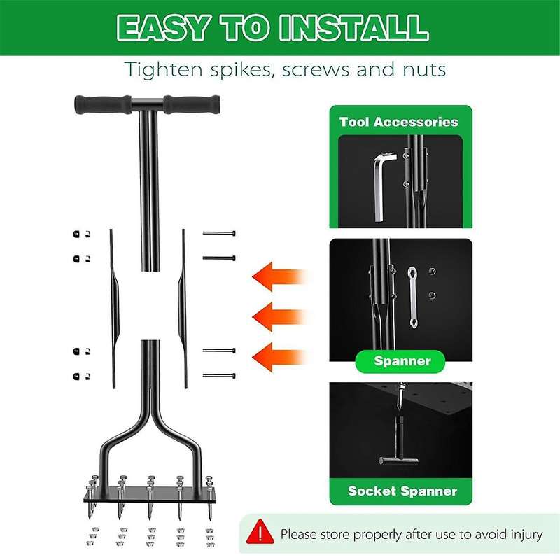 Lawn Aerator Spikes Aerating Tool, Manual Aeration Tools, Aerators with Cleaning Weeder Tool for So