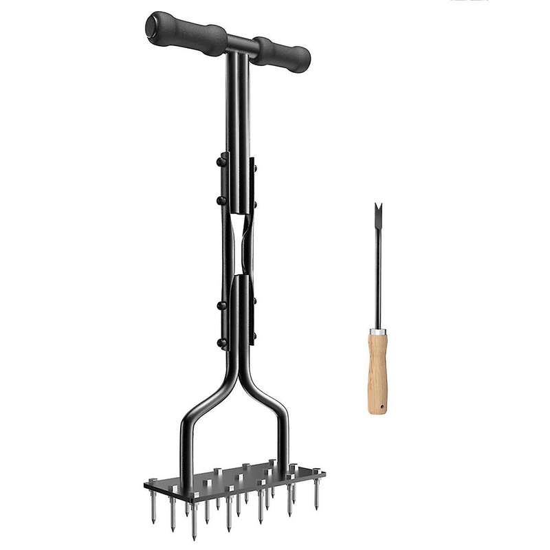 Lawn Aerator Spikes Aerating Tool, Manual Aeration Tools, Aerators with Cleaning Weeder Tool for So