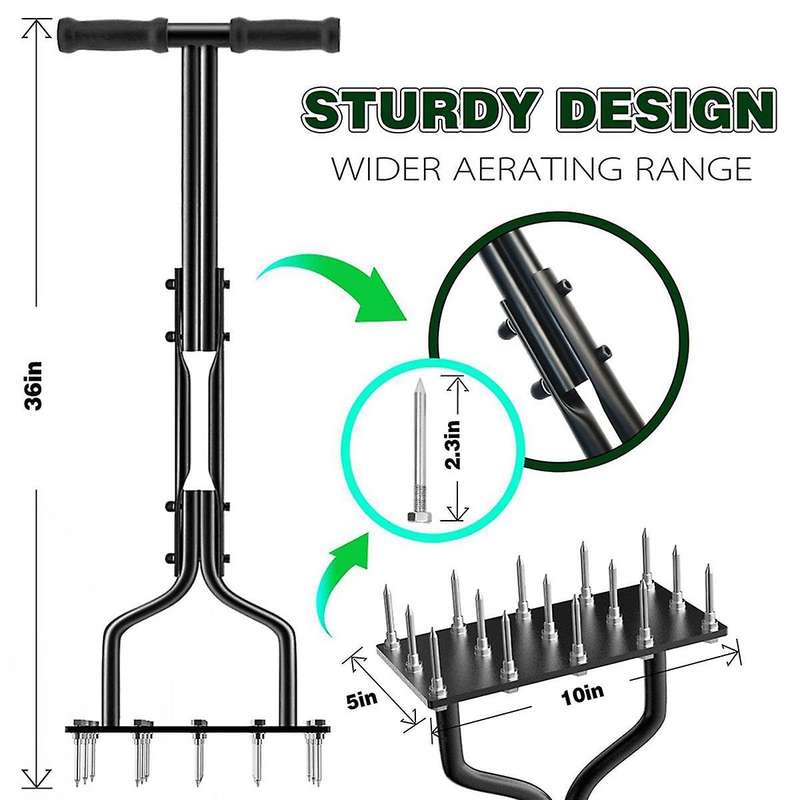 Lawn Aerator Spikes Aerating Tool, Manual Aeration Tools,Yard Aerators with Cleaning Weeder Tool for