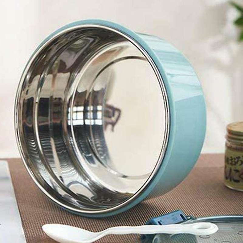 Layer Insulation Round Stainless Steel Lunch Box Hermetic Lunch Box for Adults Or Kids Silver 1000ML