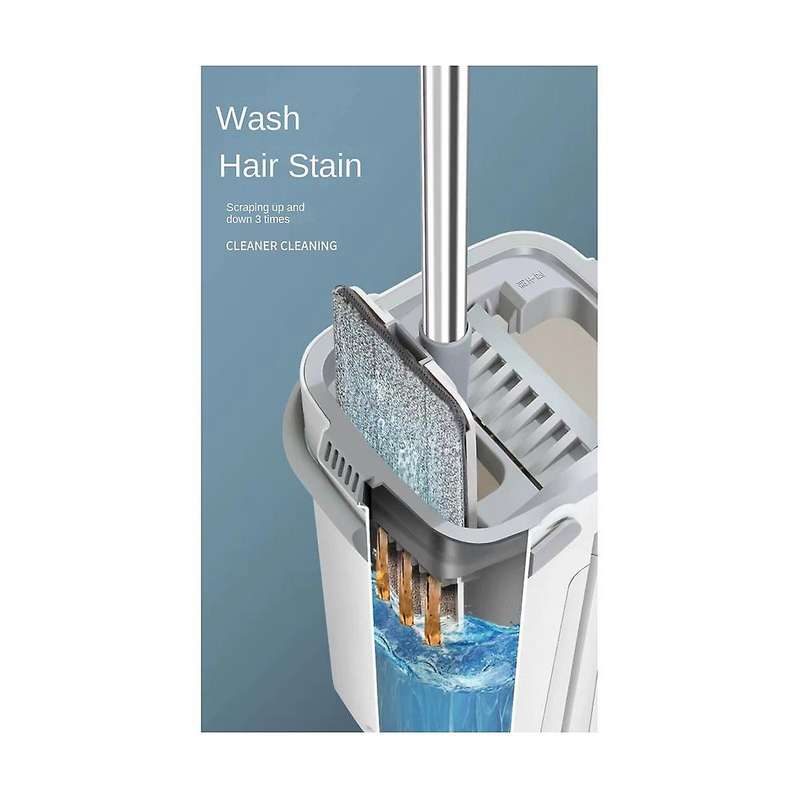 Lazy Flat Floor Mops and Bucket Set Floor Cleaning System with Washable Microfiber Pads for Hardwood