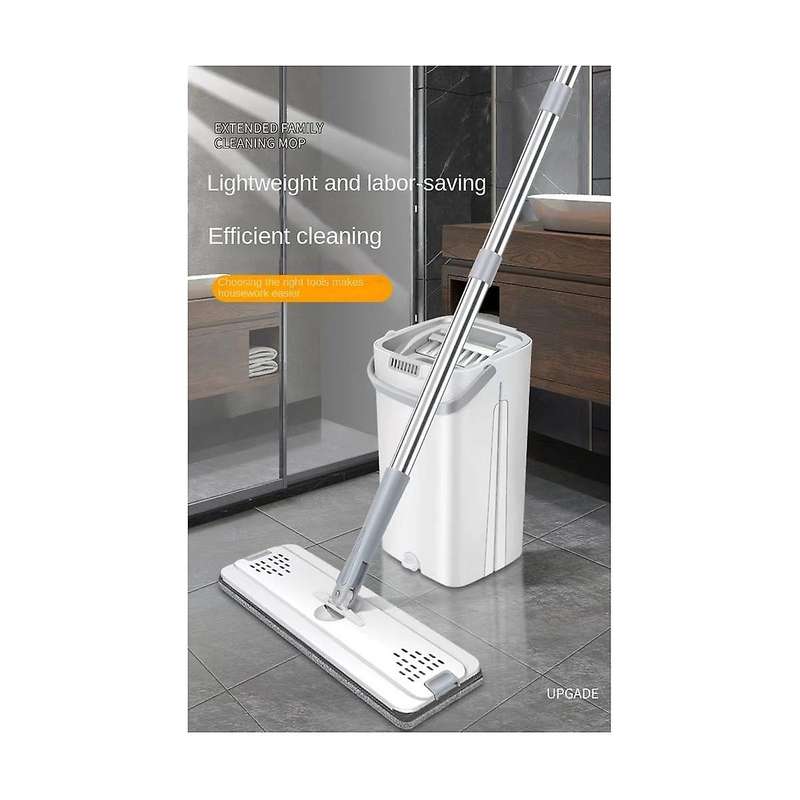 Lazy Flat Floor Mops and Bucket Set Floor Cleaning System with Washable Microfiber Pads for Hardwood