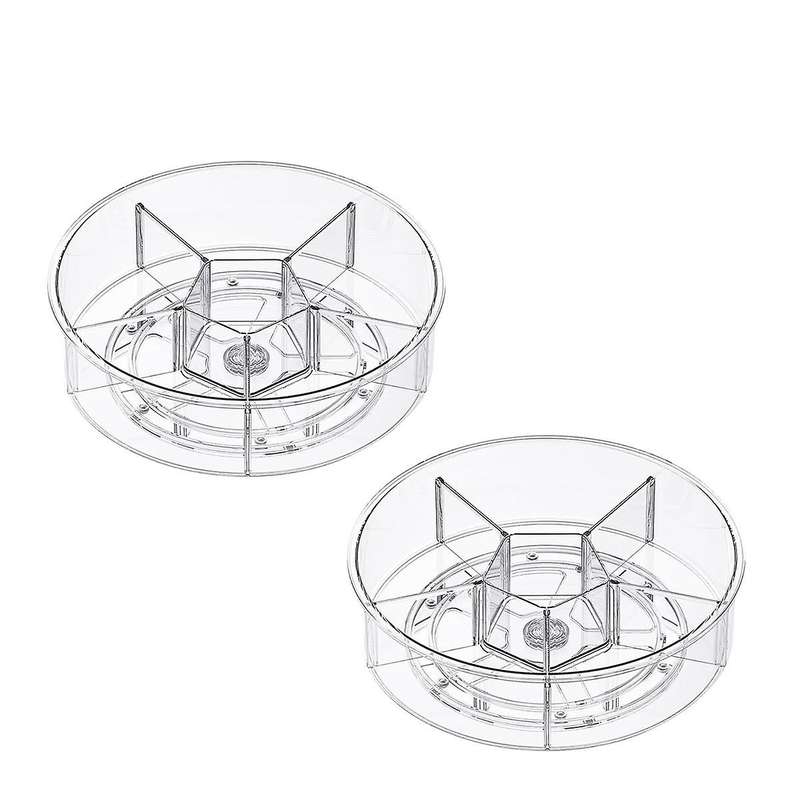 Lazy Turntable Organizer for Cabinet Refrigerator and Pantry Countertop with Clear Spice Rack 2pcs 1