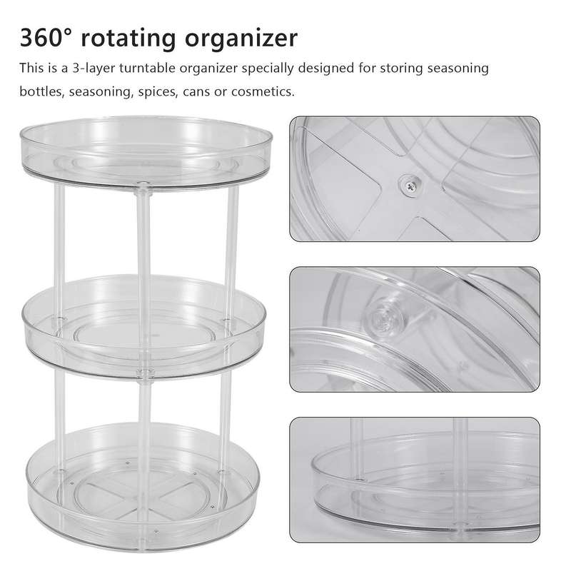 Lazy Turntable Cabinet Organizer,clear Lazy Organizer Rack for Cabinet for Kitchen Bathroom B