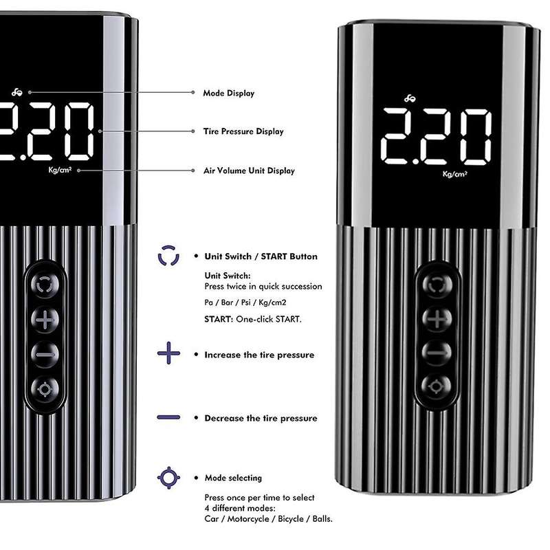 Lc-301 Intelligent Vehicle Wireless Air Pump Mini Air Pump Tire Inflator Cordless Portable Compress