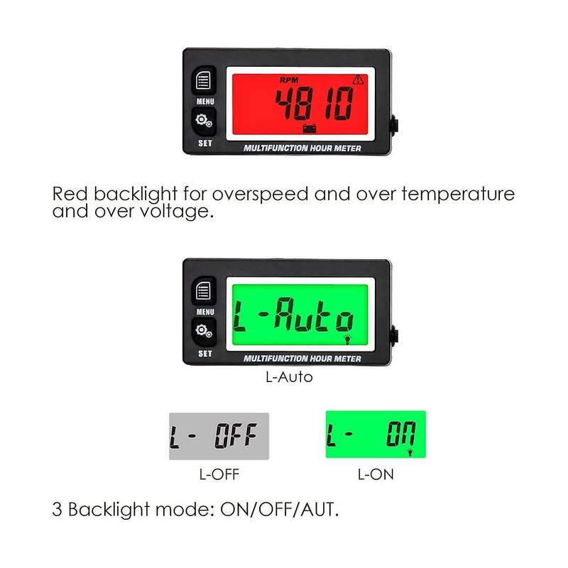 Lcd Digital Hourmeter Tachometer Engine Thermometer Replaceable Clock for Motorcycle Atv Marine Boa