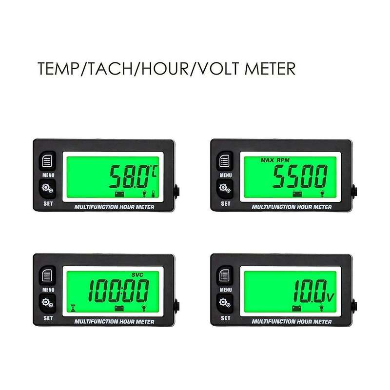 Lcd Digital Hourmeter Tachometer Engine Thermometer Replaceable Clock for Motorcycle Atv Marine Boa