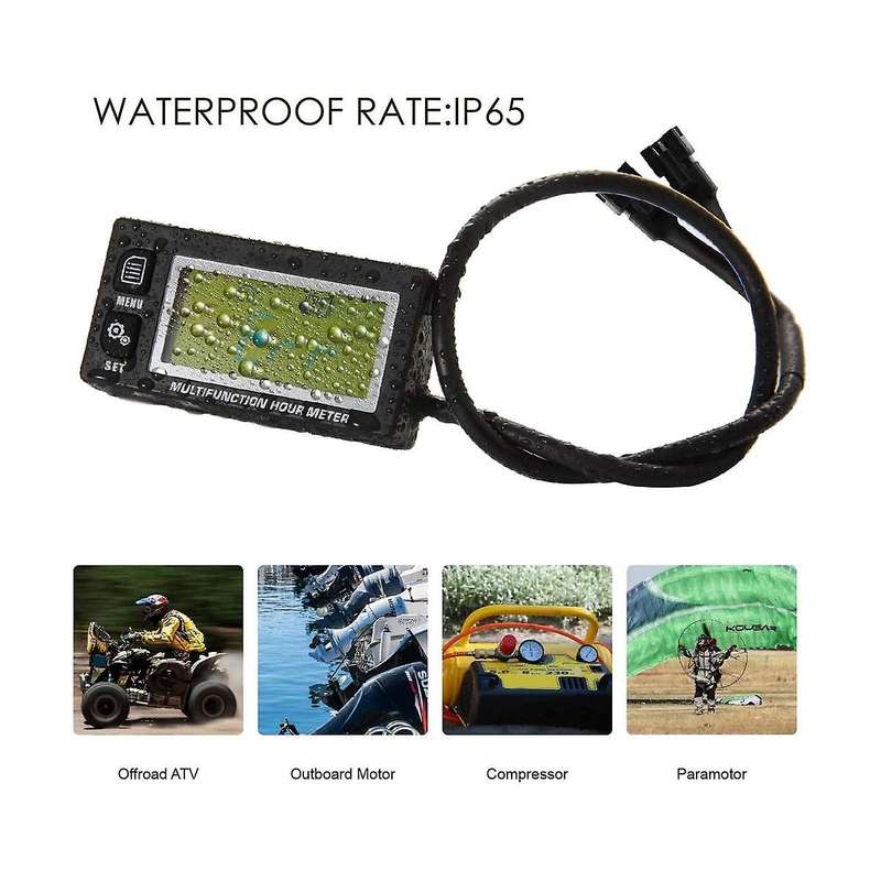 Lcd Digital Hourmeter Tachometer Engine Thermometer Replaceable Clock for Motorcycle Atv Marine Boa