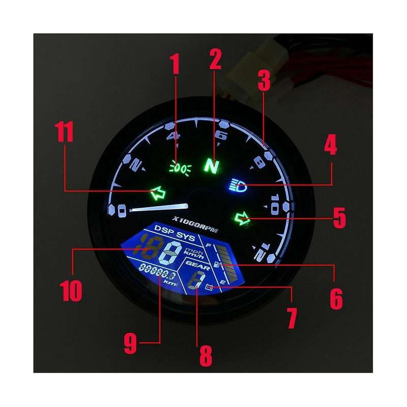 Lcd Digital Motorcycle Speedometer Tachometer Cafe Odometer 12000rpm