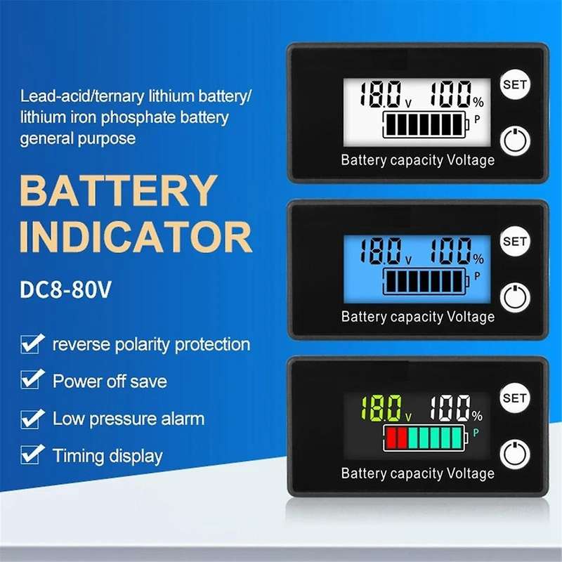 LCD Liquid Crystal 8-100V Voltmeter Battery Car Power Detection Digital Lithium Battery Capacity Dis