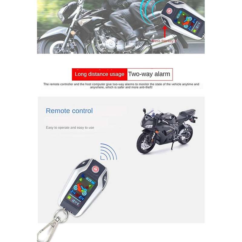 Lcd Motorcycle Alarm Auto Lock/unlock Security System Two Anti-theft Alarms Keyless Engine Start,ti