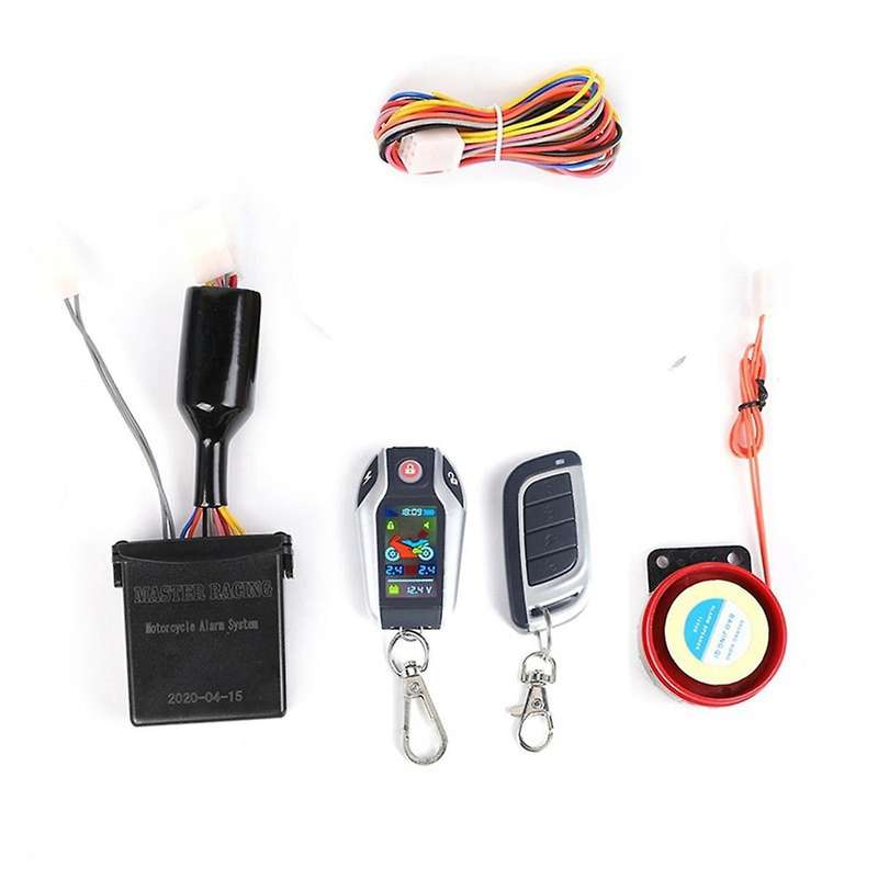 Lcd Motorcycle Alarm Auto Lock/unlock Security System Two Anti-theft Alarms Keyless Engine Start, wi